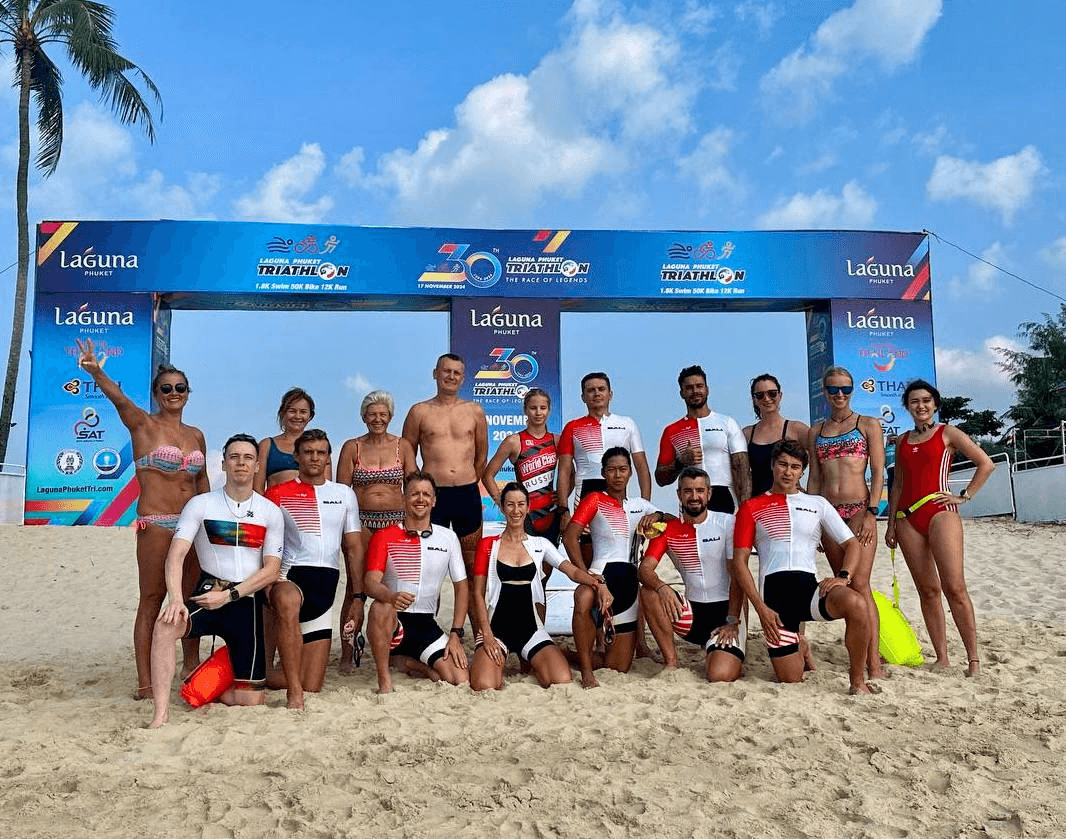 Triathlon and open-water camp participants at the Laguna Phuket race in Thailand, 2024